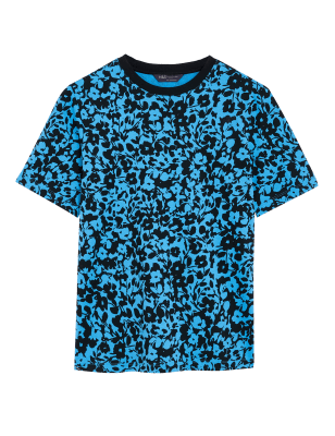 

M&S Collection Camiseta 100% algodón Everyday Fit con textoWomens - Medium Blue Mix, Medium Blue Mix