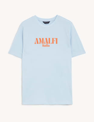 

M&S Collection Camiseta 100% algodón estampada Everyday FitWomens - Light Blue Mix, Light Blue Mix