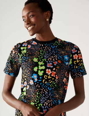 

M&S Collection Camiseta 100% algodón estampada Everyday FitWomens - Black Mix, Black Mix