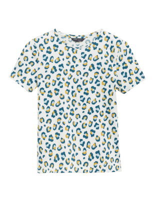 

M&S Collection Camiseta ajustada estampada de algodónWomens - Gold Mix, Gold Mix