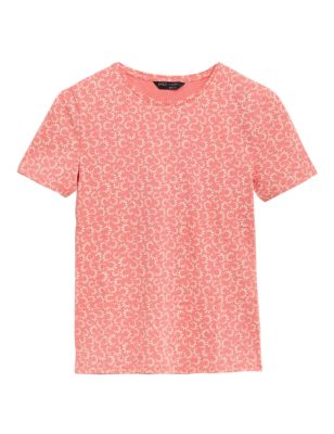 

Womens M&S Collection Cotton Rich Printed fitted T-Shirt - Watermelon, Watermelon