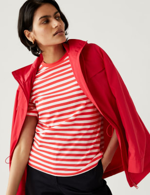 

Womens M&S Collection Pure Cotton Striped Everyday Fit T-Shirt - Red Mix, Red Mix