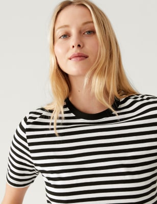 

M&S Collection Camiseta 100% algodón de rayas Everyday FitWomens - Black Mix, Black Mix