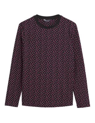 

Womens M&S Collection Alltagstaugliches Oberteil aus reiner Baumwolle mit Schriftzug - Black Mix, Black Mix