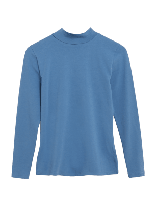 

Womens M&S Collection Cotton Rich Slim Fit Long Sleeve Top - Ocean, Ocean