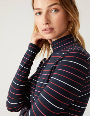 

Womens M&S Collection Cotton Rich Striped Slim Fit Top - Navy Mix, Navy Mix