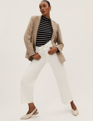 

M&S Collection Top ajustado de rayas de algodónWomens - Black Mix, Black Mix