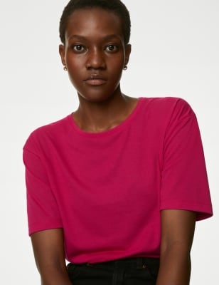 

Womens M&S Collection Crew Neck Relaxed T-Shirt - Cerise, Cerise