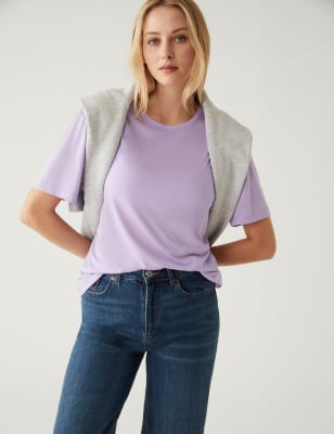 

Womens M&S Collection Crew Neck Relaxed T-Shirt - Lilac, Lilac