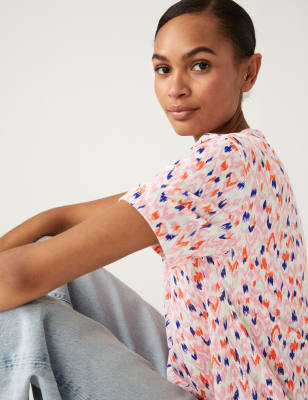 

Womens M&S Collection Printed Crew Neck Relaxed T-Shirt - Light Pink Mix, Light Pink Mix