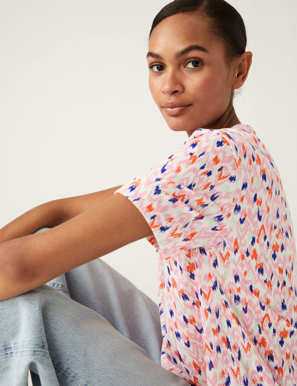 Printed Crew Neck Relaxed T-Shirt image 1