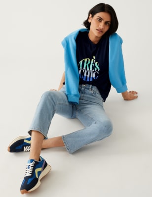 

M&S Collection Camiseta estampada informal con escote cerradoWomens - Navy Mix, Navy Mix