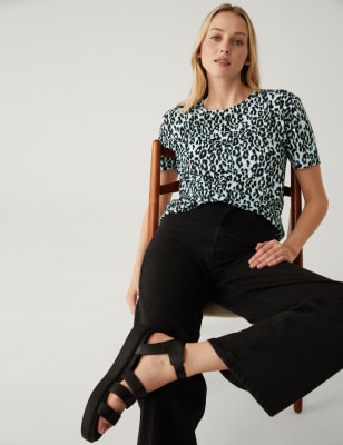 

M&S Collection Camiseta estampada informal con escote cerradoWomens - Mint Mix, Mint Mix