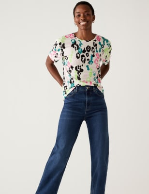 

M&S Collection Camiseta estampada informal con escote cerradoWomens - Multi, Multi