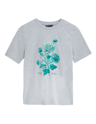 

M&S Collection Camiseta con escote cerrado con texto 100% algodónWomens - Grey Marl, Grey Marl