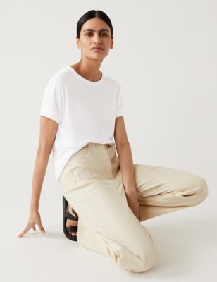 

Womens M&S Collection T-Shirt mit hohem Leinenanteil - Soft White, Soft White