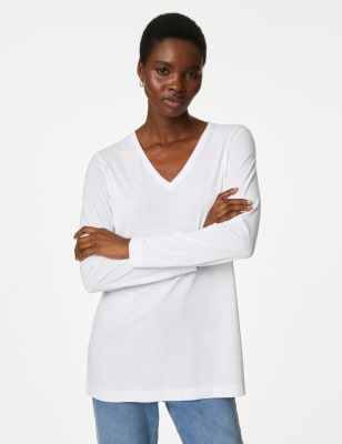 

Womens M&S Collection Bequemes, lang geschnittenes Oberteil - Soft White, Soft White