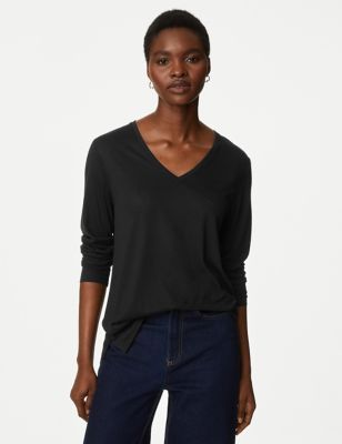 

Womens M&S Collection Relaxed Longline Top - Black, Black