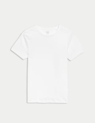 Cotton Rich Slim Fit Ribbed T-Shirt, M&S Collection