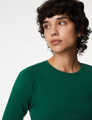 

Womens M&S Collection Cotton Rich Slim Fit Top - Pine Green, Pine Green