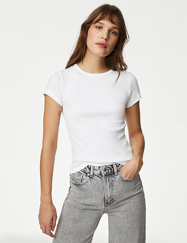 Cotton Rich Ribbed Slim Fit T-Shirt - PT