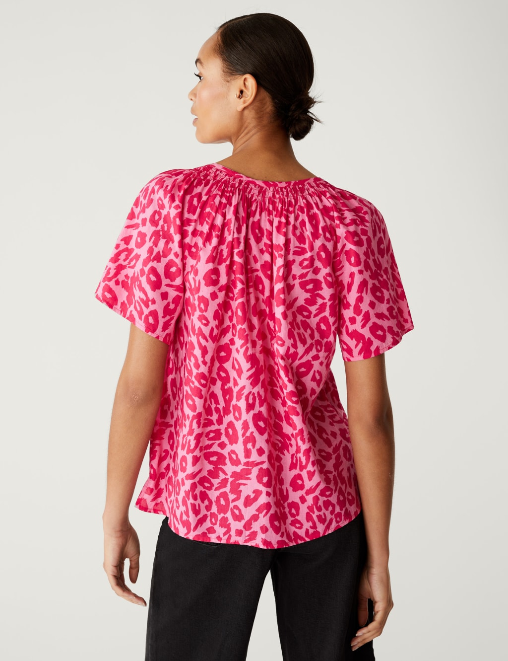 Pure Cotton Printed Tie Neck Blouse image 4