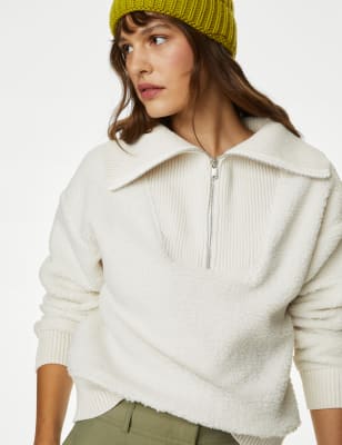 

Womens M&S Collection Textured Half Zip Sweatshirt - Light Natural, Light Natural