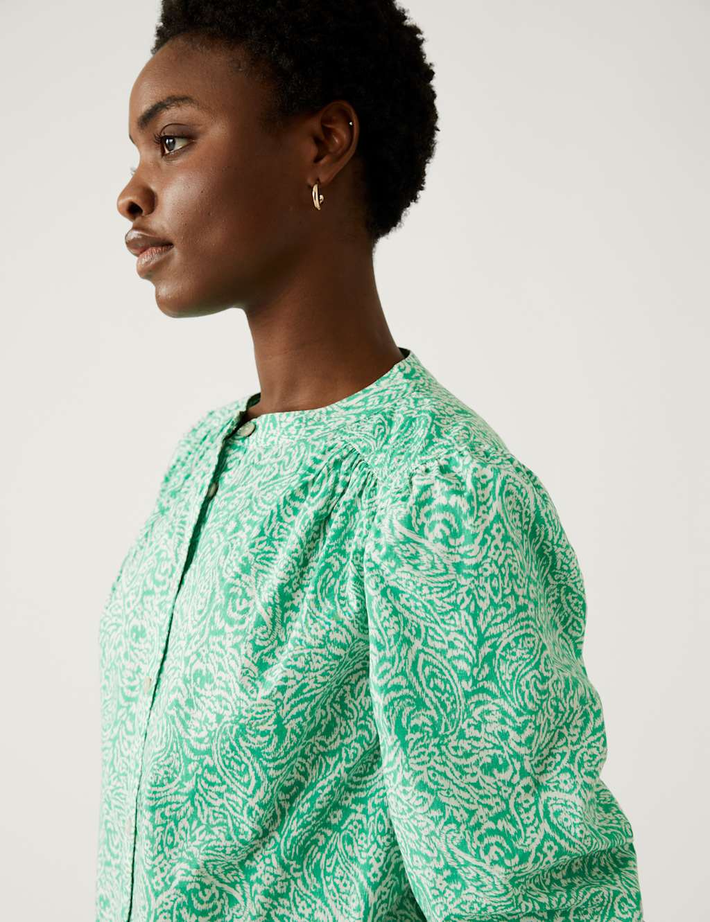 Pure Cotton Printed High Neck Blouse image 3