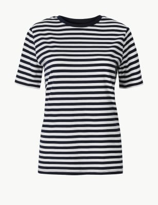 Pure Cotton Striped Straight Fit T-Shirt | M&S Collection | M&S