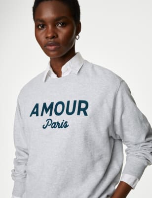 Pure Cotton Slogan Sweatshirt