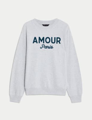 Pure Cotton Slogan Sweatshirt