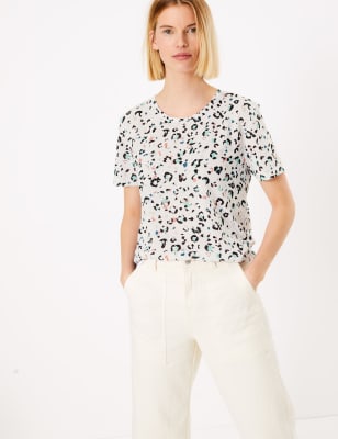 Ruimvallend T-shirt met dierenprint