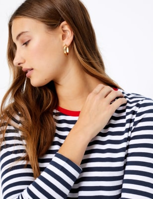 T-shirt droit 100&nbsp;% coton &agrave; rayures