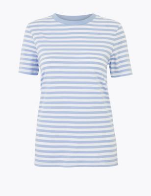 Pure Cotton Striped Straight Fit T-Shirt 