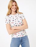 Cotton Rich Floral Fitted T-Shirt