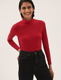 Cotton Rich Funnel Neck Fitted Top