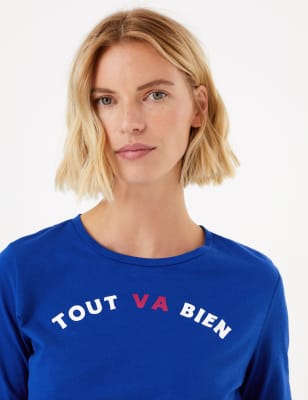 T-shirt droit 100&nbsp;% coton avec texte &laquo;&nbsp;Tout Va Bien&nbsp;&raquo;