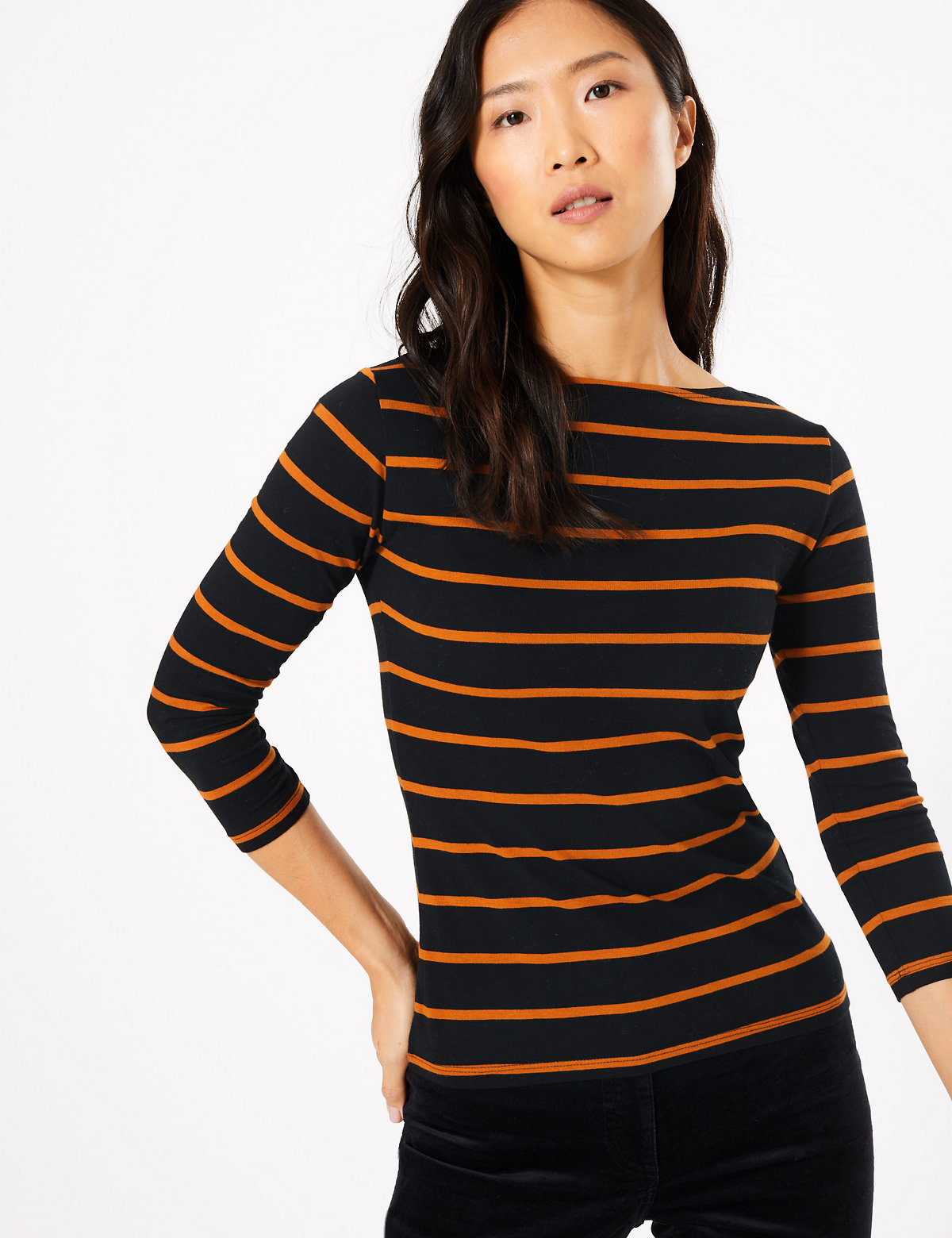 Cotton Rich Striped Fitted T-Shirt