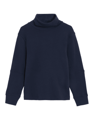 

M&S Collection Sudadera con cuello alto 100% algodónWomens - Navy, Navy