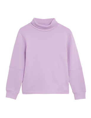 

Womens M&S Collection Pure Cotton High Neck Sweatshirt - Dusted Lilac, Dusted Lilac