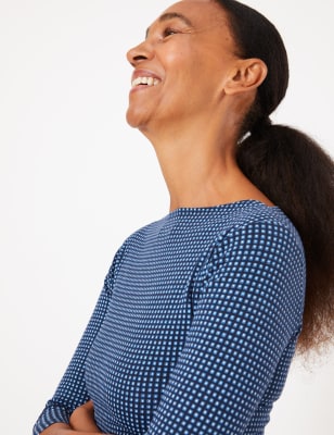 T-shirt ajust&eacute; en coton &agrave; imprim&eacute; d&eacute;coratif