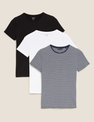 

M&S Collection Pack de 3 camisetas ajustadas de punto de algodónWomens - White Mix, White Mix