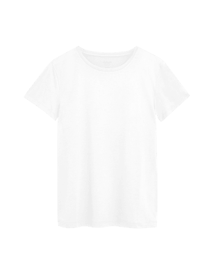 

Womens M&S Collection Bequemes Kurzarm-T-Shirt - White, White