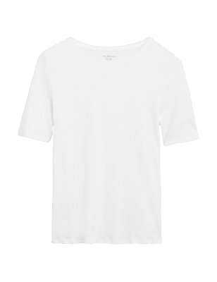 

Womens M&S Collection Pure Cotton Regular Fit T-Shirt - White, White