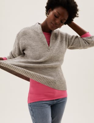 

Womens M&S Collection Eng anliegendes 3/4-Arm-Oberteil mit hohem Baumwollanteil - Pink, Pink