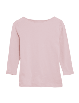 

Womens M&S Collection Eng anliegendes 3/4-Arm-Oberteil mit hohem Baumwollanteil - Dusted Pink, Dusted Pink