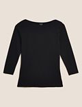 Cotton Rich Fitted 3/4 Sleeve Top