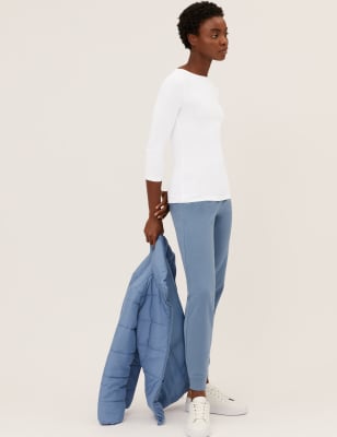 

Womens M&S Collection Cotton Rich Slim fit 3/4 Sleeve Top - White, White