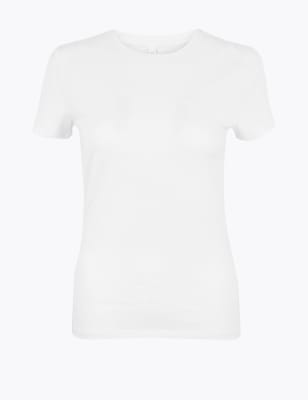 

Womens M&S Collection Cotton Rich Fitted T-Shirt - White, White