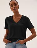 Pure Cotton V-Neck Straight Fit T-Shirt
